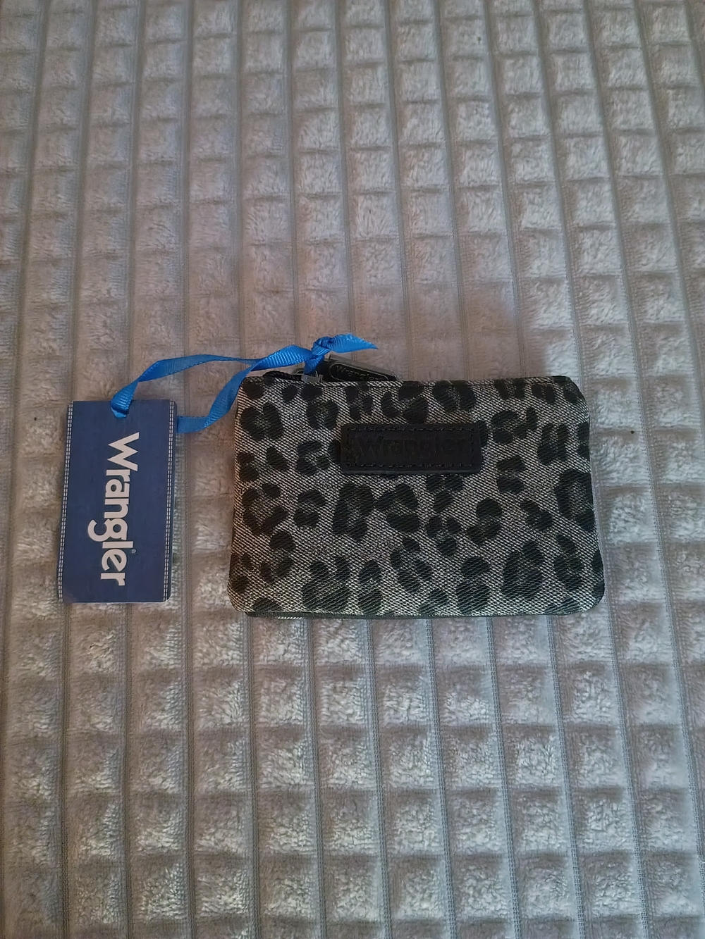 Wrangler Leopard Print Coin Pouch in Gray and Black